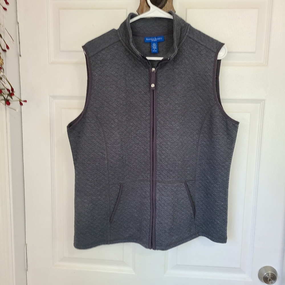 Karen Scott Sport Woman's Sleeveless Activewear Vest, Size: Large Color: Grey